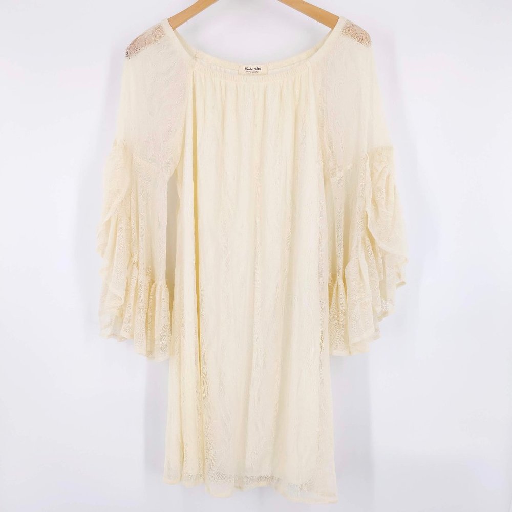 Rachel Kate Boho Off-Shoulder Ivory Lace Dress M
